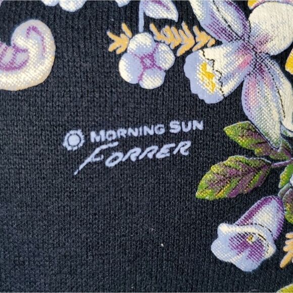 Women's vintage‎ blue Flower Floral Rose Sweater - Picture 3 of 6